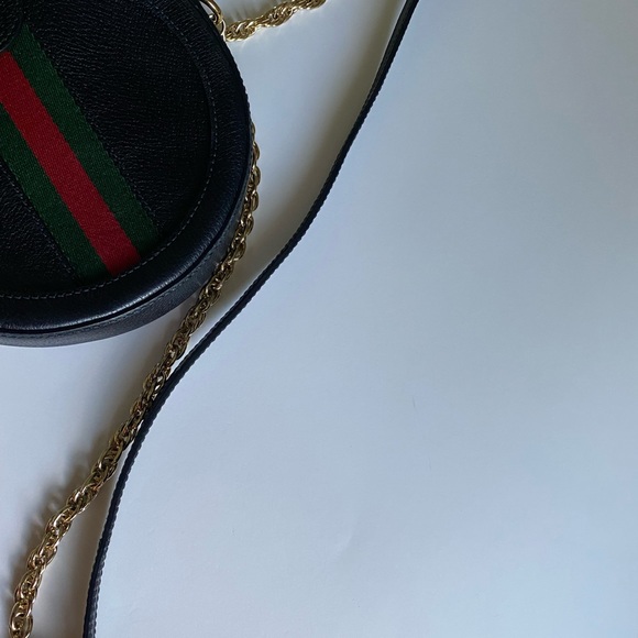 Gucci Black Leather & Web Round Ophidia Bag. Vintage - Picture 12 of 15